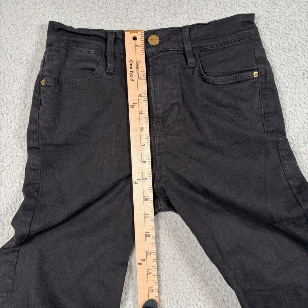 FRAME Le High Straight Jeans Film Noir Black Raw Step‎ Hem Women Size 26